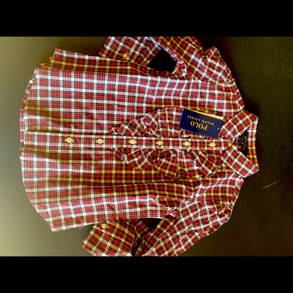 Girls button down ruffle shirt